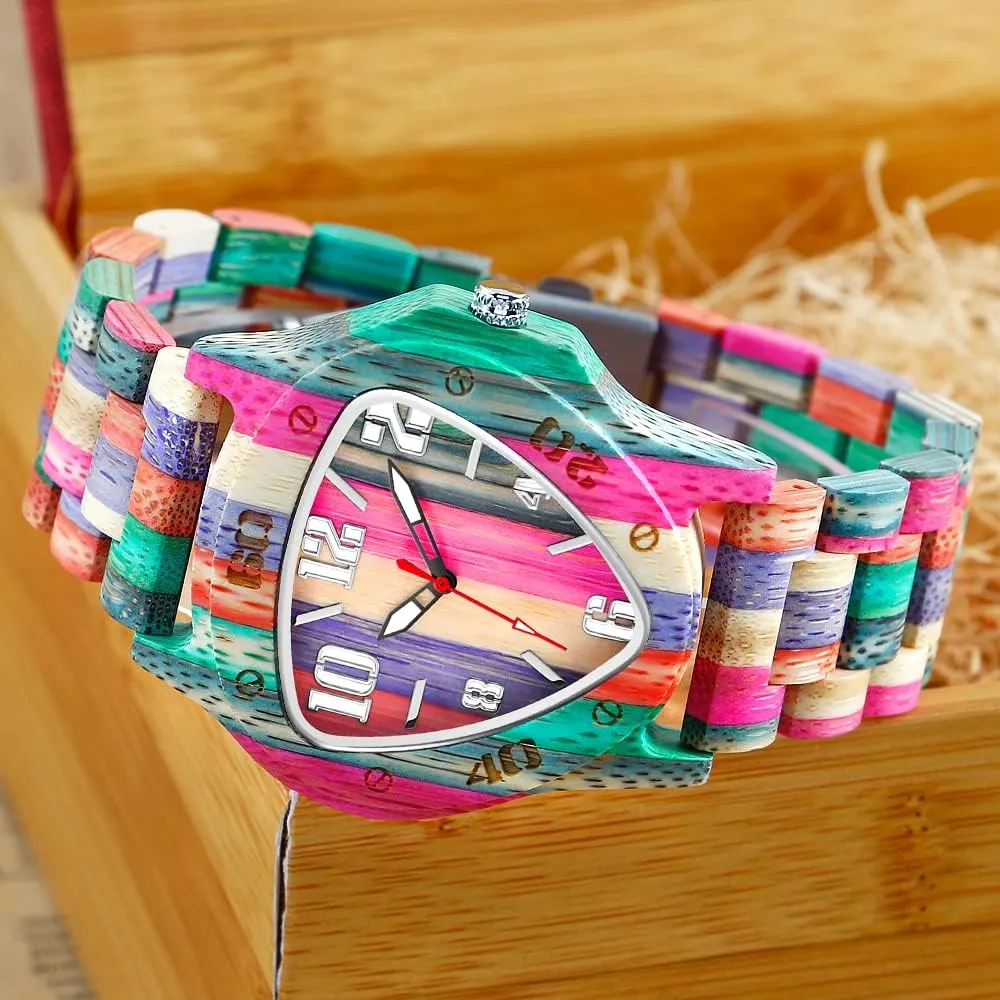Wood Watch Analog Quartz leader crystal lightness abysmal Men's Wooden Watch Dentily Wooden Watches for Men Handmade Colorful Bamboo Engraved 