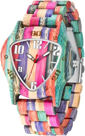 Wood Watch Analog Quartz leader crystal lightness abysmal Men's Wooden Watch Dentily Wooden Watches for Men Handmade Colorful Bamboo Engraved 
