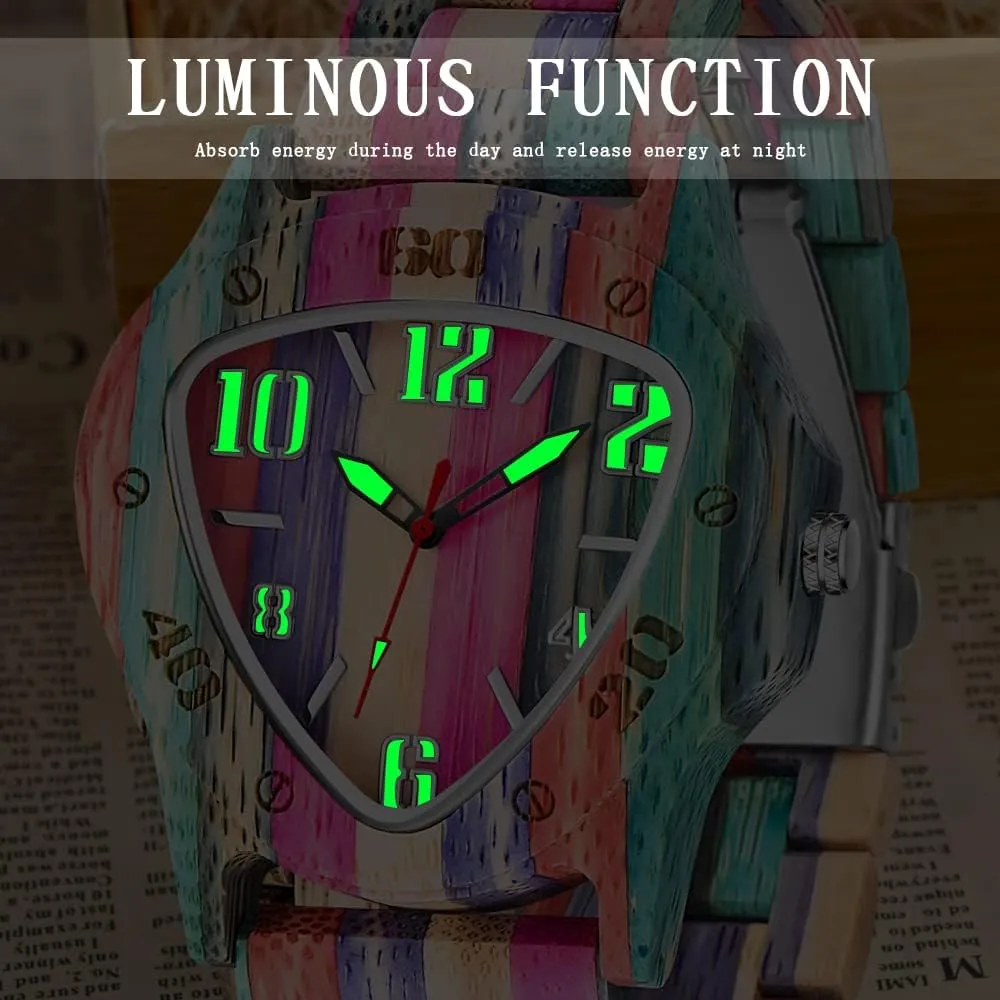 Wood Watch Analog Quartz leader crystal lightness abysmal Men's Wooden Watch Dentily Wooden Watches for Men Handmade Colorful Bamboo Engraved 