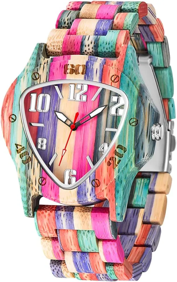 Wood Watch Analog Quartz leader crystal lightness abysmal Men's Wooden Watch Dentily Wooden Watches for Men Handmade Colorful Bamboo Engraved 
