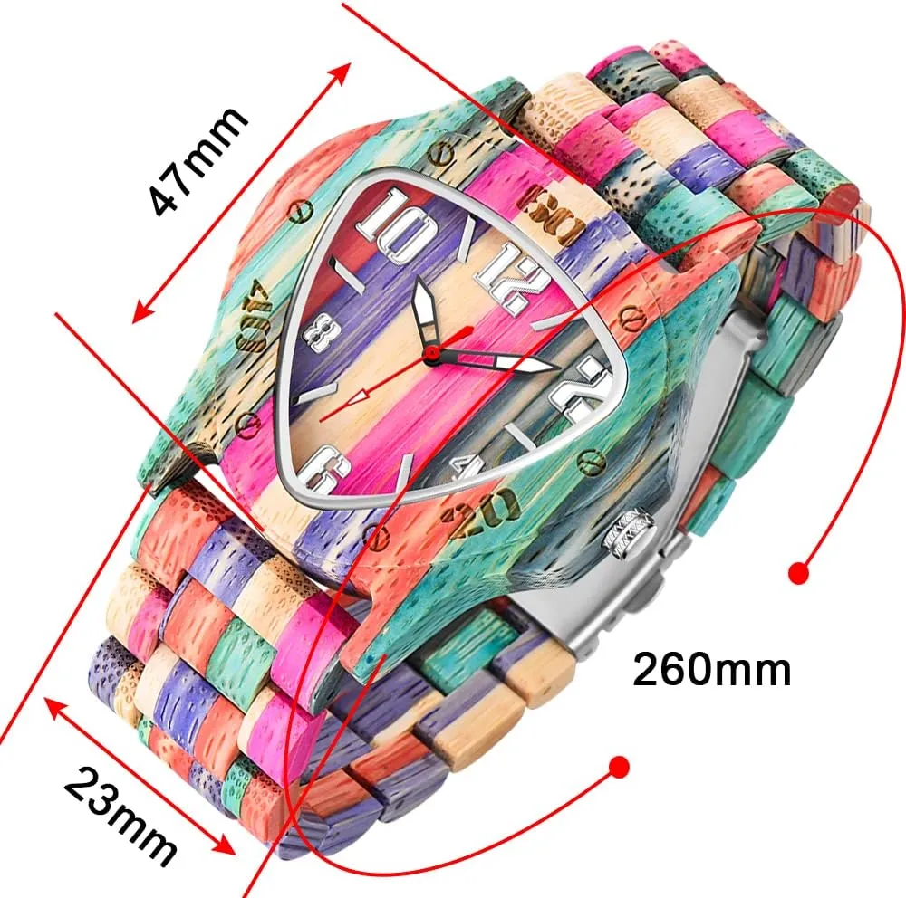 Wood Watch Analog Quartz leader crystal lightness abysmal Men's Wooden Watch Dentily Wooden Watches for Men Handmade Colorful Bamboo Engraved 