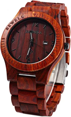 Wood Wrist Watch Red London bounce limb jacket Mens Wooden Watch W086B Lightweight Analog Quartz Handmade 