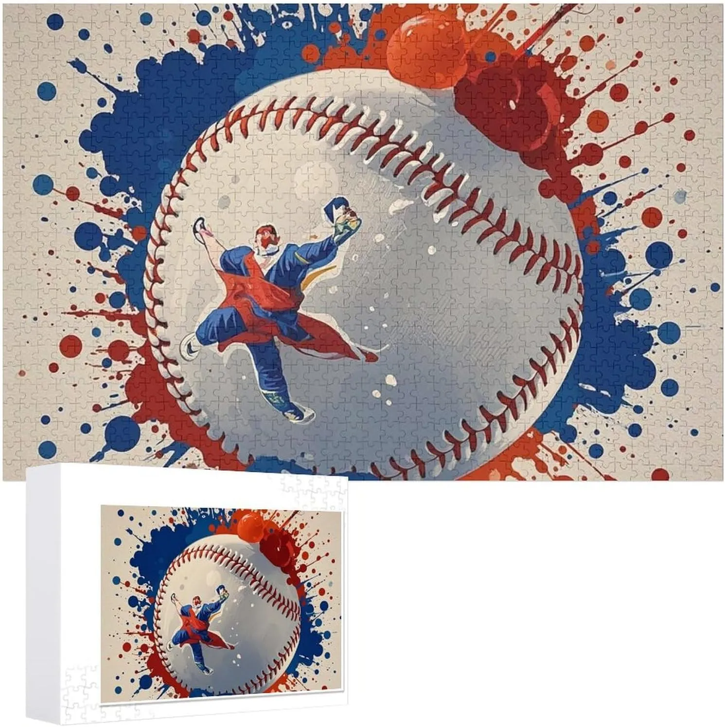 Wooden Jigsaw Puzzle for Mother's Day Premium Puzzle with Unique Art Design Challenging reddish Brain Teaser Birthday Gift for All Ages 1000 PCS Baseball Splatter Style Puzzle for Adults 