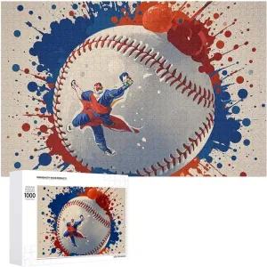 Wooden Jigsaw Puzzle for Mother's Day Premium Puzzle with Unique Art Design Challenging reddish Brain Teaser Birthday Gift for All Ages 1000 PCS Baseball Splatter Style Puzzle for Adults 