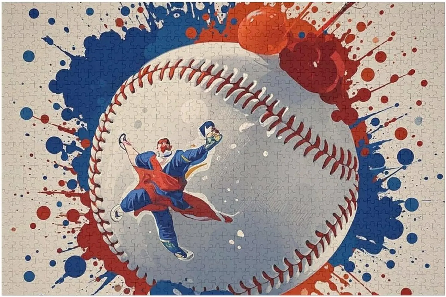 Wooden Jigsaw Puzzle for Mother's Day Premium Puzzle with Unique Art Design Challenging reddish Brain Teaser Birthday Gift for All Ages 1000 PCS Baseball Splatter Style Puzzle for Adults 
