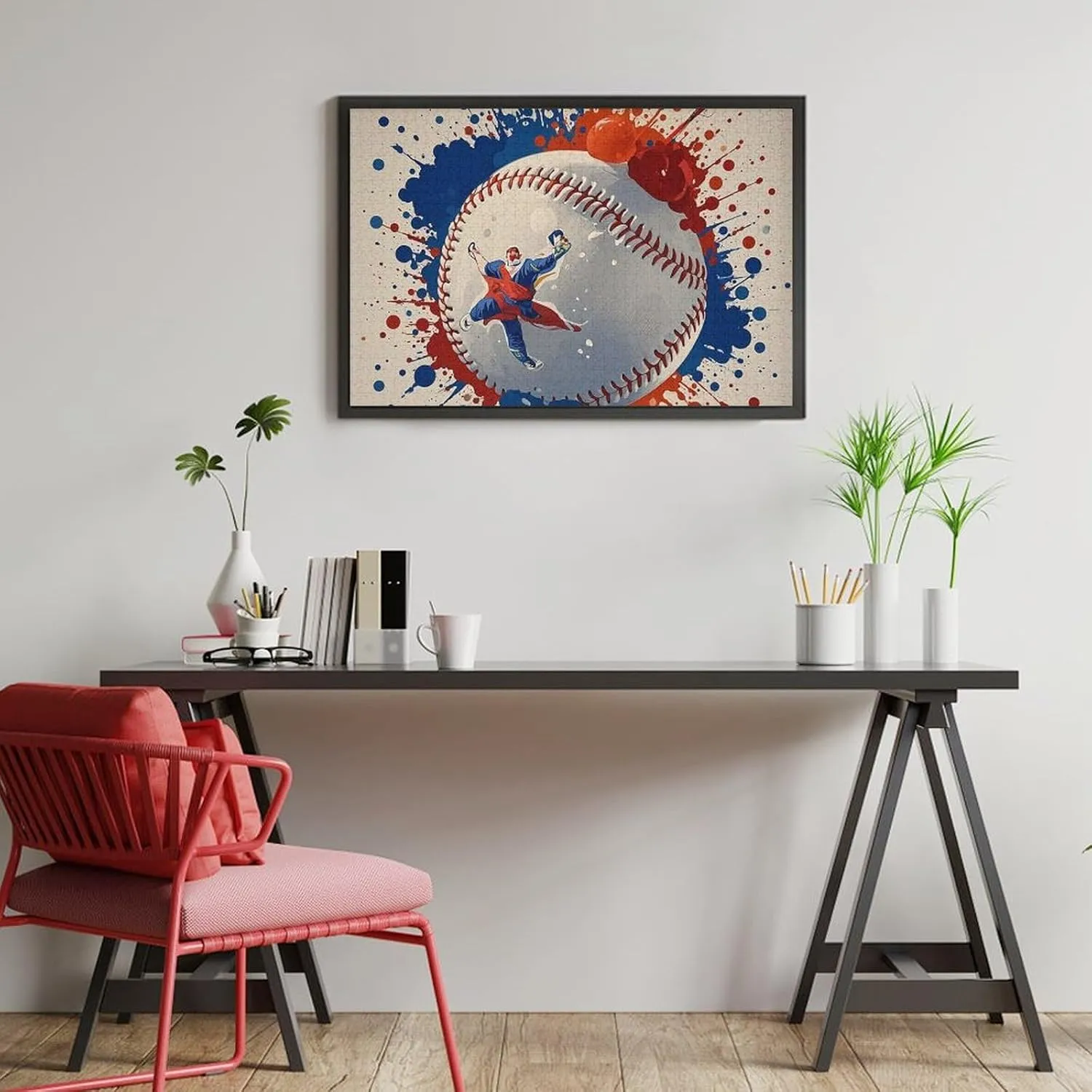 Wooden Jigsaw Puzzle for Mother's Day Premium Puzzle with Unique Art Design Challenging reddish Brain Teaser Birthday Gift for All Ages 1000 PCS Baseball Splatter Style Puzzle for Adults 