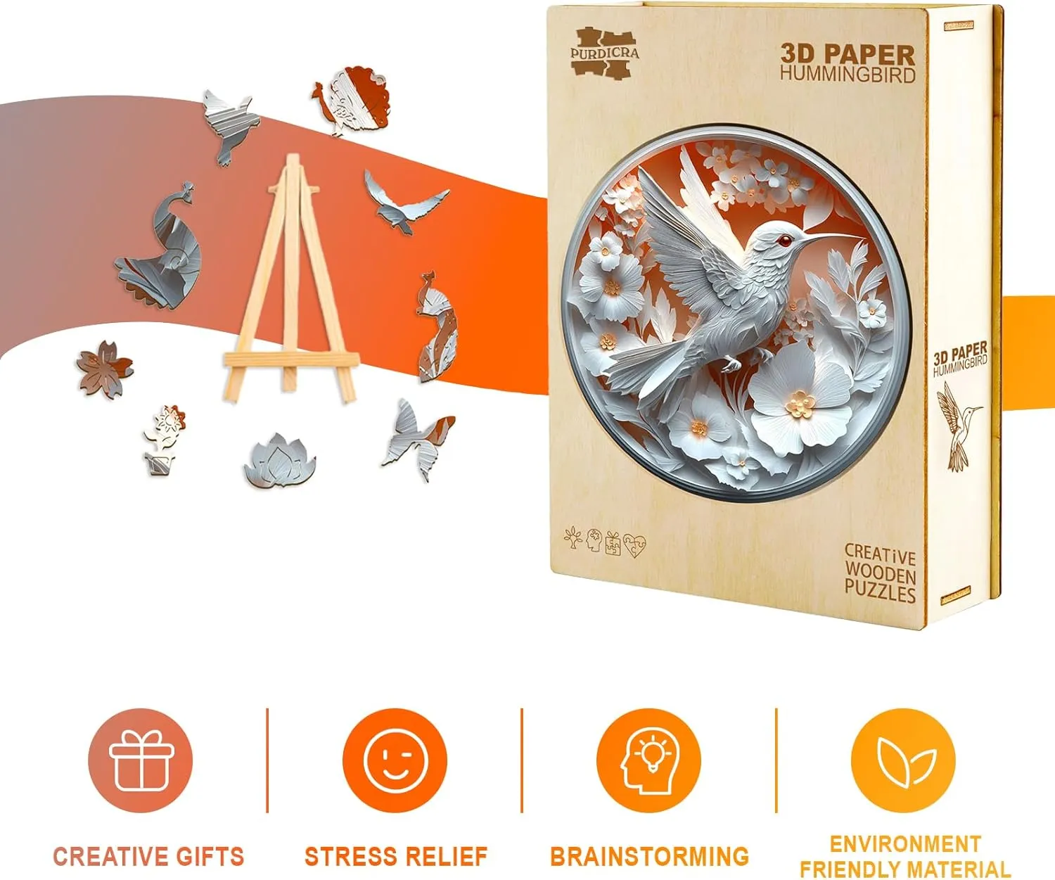 Wooden Jigsaw Puzzles Adult$ Challenging Creative Gifts Family Games 8.5 * 8.5in 100pcs Wooden Puzzles for Adults$ Unique Animal Shaped Paper Hummingbird Adult Puzzle$ adventurous unparalleled southern 3D Vision 