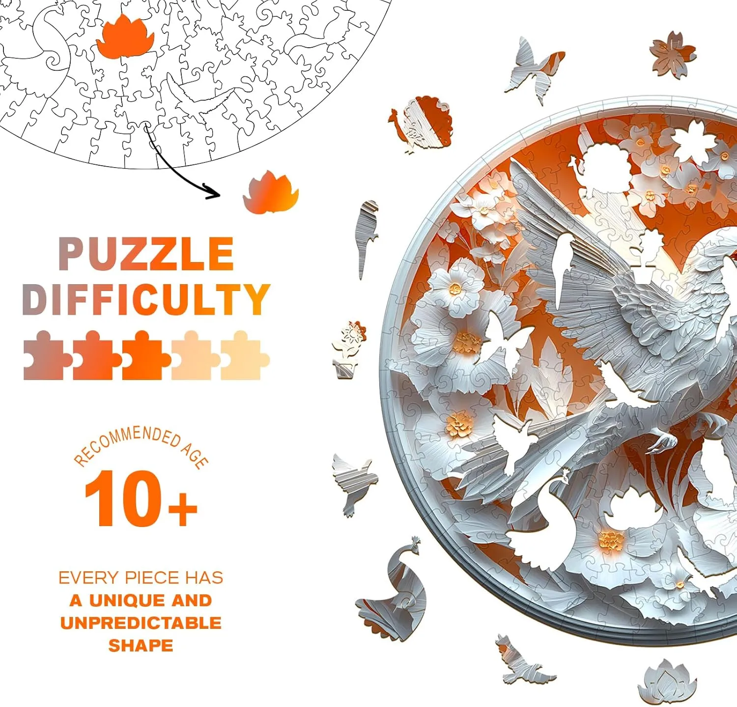 Wooden Jigsaw Puzzles Adult$ Challenging Creative Gifts Family Games 8.5 * 8.5in 100pcs Wooden Puzzles for Adults$ Unique Animal Shaped Paper Hummingbird Adult Puzzle$ adventurous unparalleled southern 3D Vision 