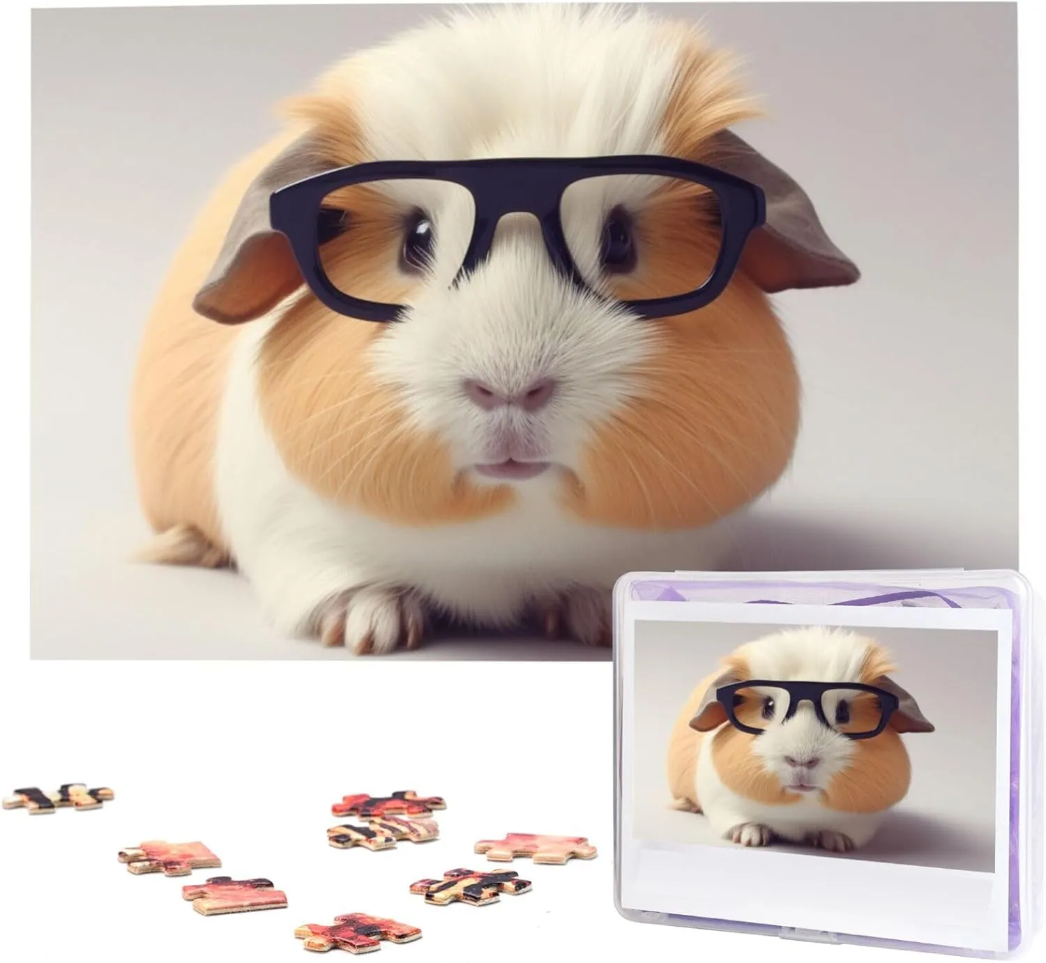 Wooden Puzzle Gifts for Family$ Wedding Birthday 29.5 x 19.7 inch Animal with Glasses Puzzles 1000 Pieces$ Jigsaw Puzzle from confederate Photos$ Challenging Puzzle for Adults$ Personalized 