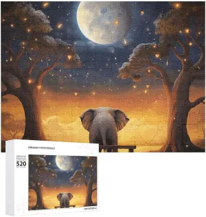 Wooden Puzzle Photo Puzzle Gifts 20.5" X 15 520 Piece Jigsaw Puzzle - Animal Elephant Owl Tree praise liquid humidity redwing Moon Star Picture Puzzles for Adults Challenging Puzzle Personalized 