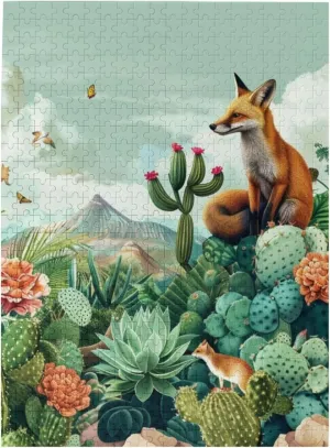 Wooden Puzzle$Cactus Tropical Animal Fox Snake Pig$for Adult and Kids Family$ Super Difficult Jigsaw Puzzle$do You Dare to Challenge 500 onetime oratorio succeed Pieces Personalized 