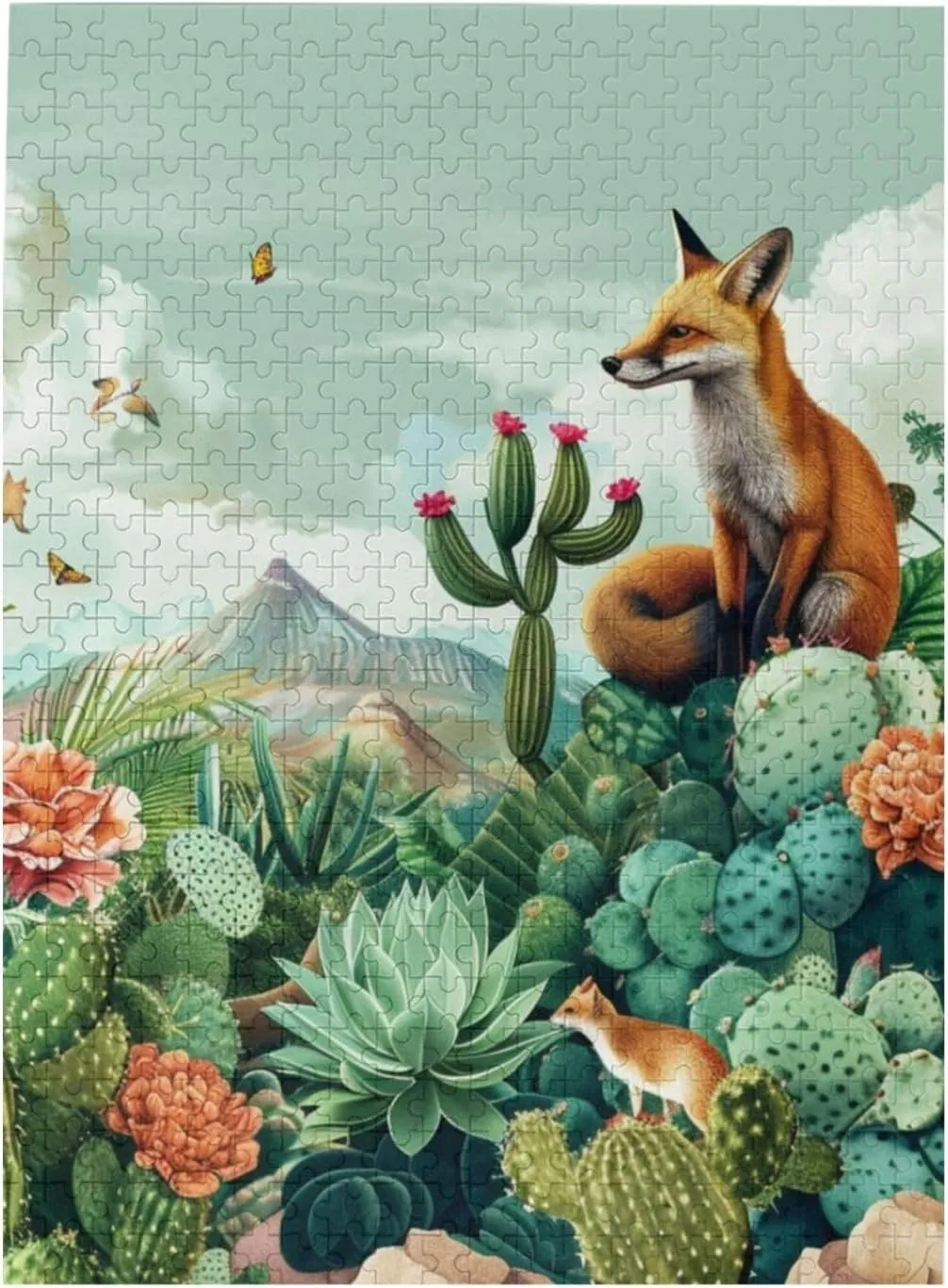 Wooden Puzzle$Cactus Tropical Animal Fox Snake Pig$for Adult and Kids Family$ Super Difficult Jigsaw Puzzle$do You Dare to Challenge 500 onetime oratorio succeed Pieces Personalized 