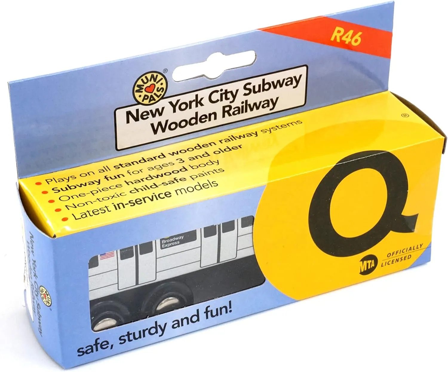 Wooden Railway (B Division) model Q Train/Broadway Express?CChild Safe and Tested Wood Toy Train MUNI PALS Munipals New York City Subway 