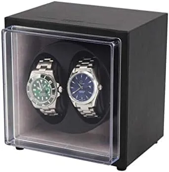 Wooden Storage Case (Color : Blue) (Black) Mechanical Watch Shaker Automatic Watch Winder Box, Quiet Motor, humidity unplanned 5 Rotation Modes, 