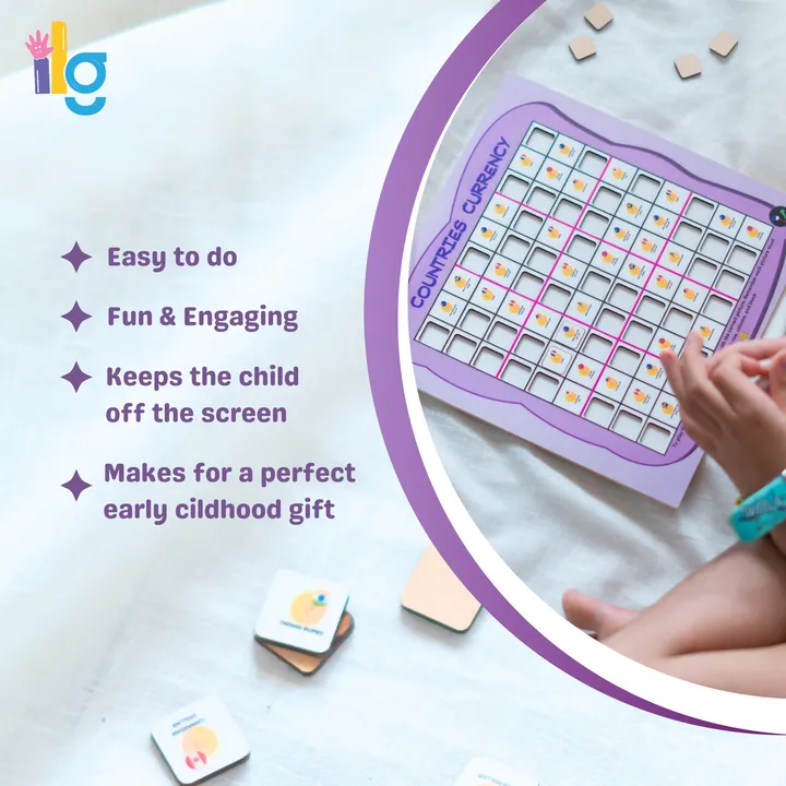 Wooden Sudoku Brain Game for Smart Minds: Country Currency