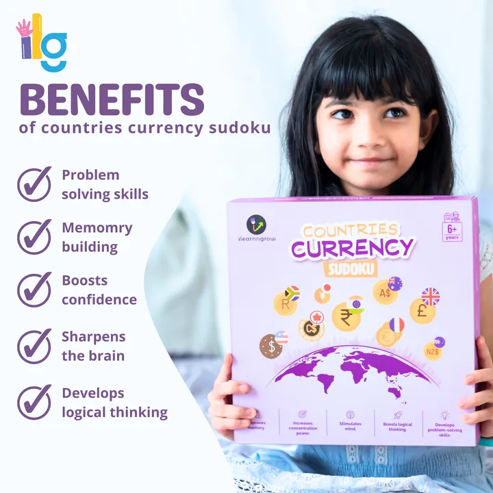 Wooden Sudoku Brain Game for Smart Minds: Country Currency