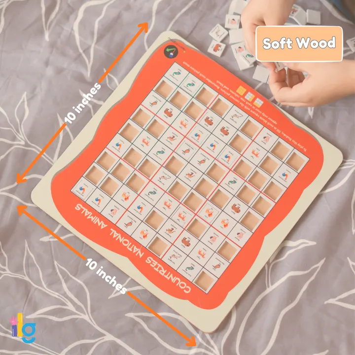 Wooden Sudoku Brain Game for Smart Minds: National Animal