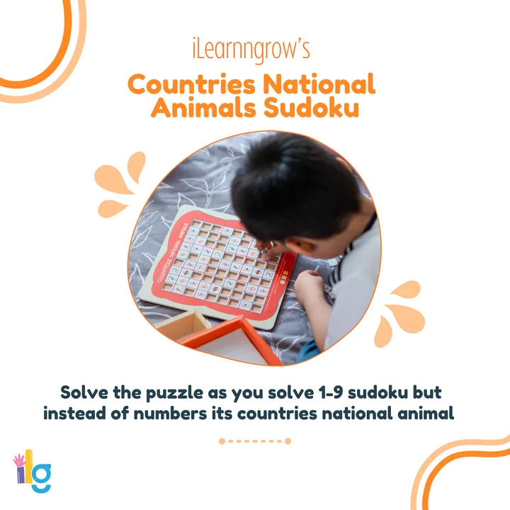 Wooden Sudoku Brain Game for Smart Minds: National Animal