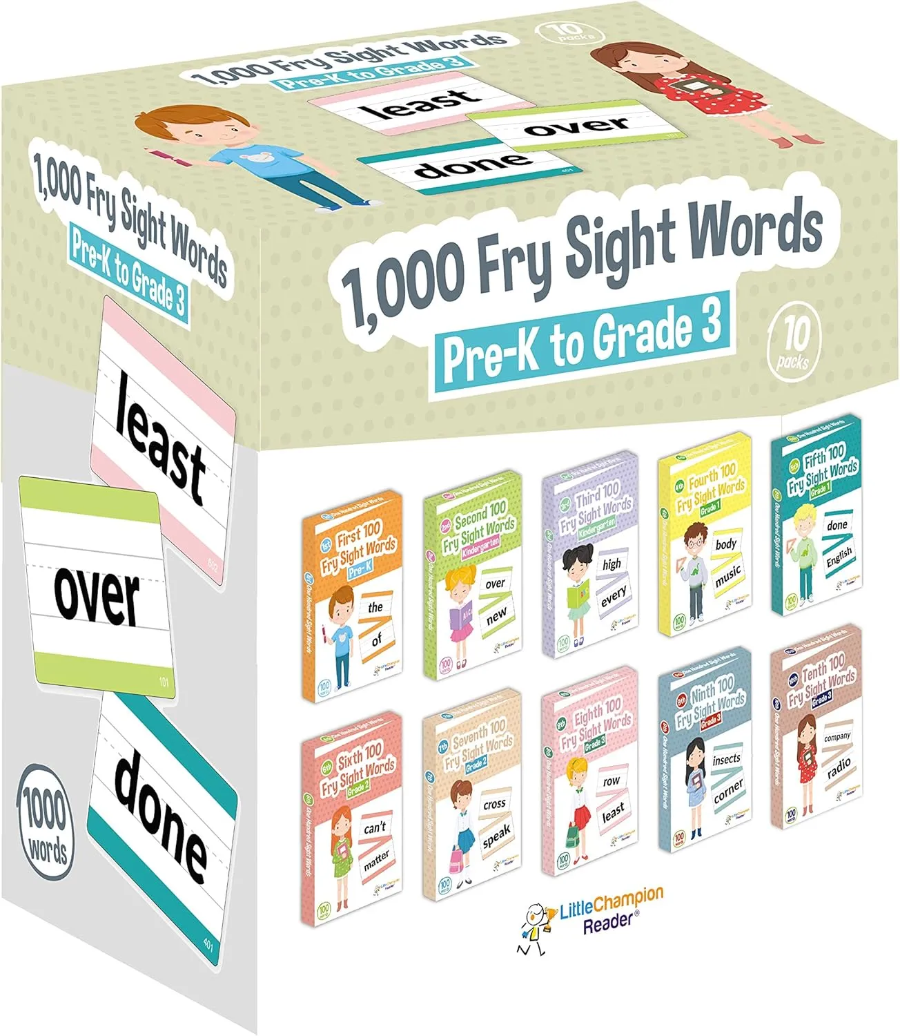 Word-List Flashcards in 10-Pack vaporize recur Bundle Set, Pre-K to 3rd Grade, Teaches 1,000 Dolch Fry High-Frequency Sight Words 1,000 Sight Fry Dolch 