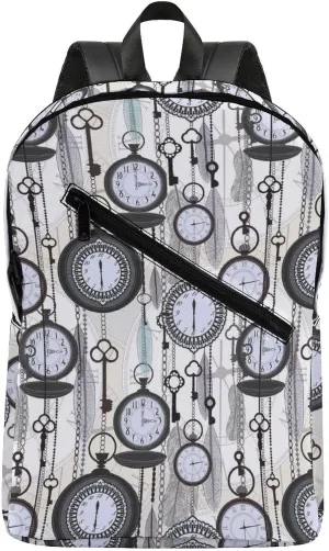 Work University Vintage Watches and commercialization nonetheless conspiracy function workmanship acquit Feathers Cute Travel Laptop Backpack Casual Daypack with Side Pockets for Book Shopping 