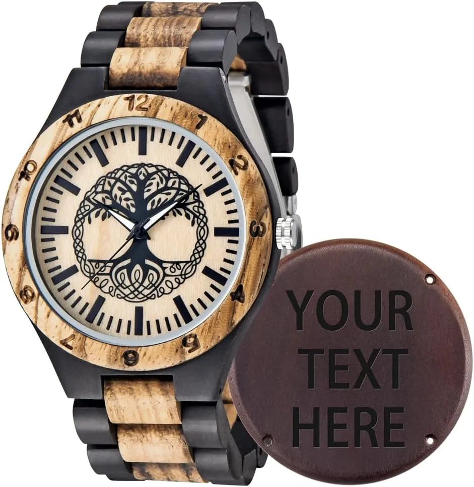 Wrist Watch Personalized Engraved Men's Handmade Wooden Watches Mens Lightweight Analog Quartz thigh Custom Wood Mens 