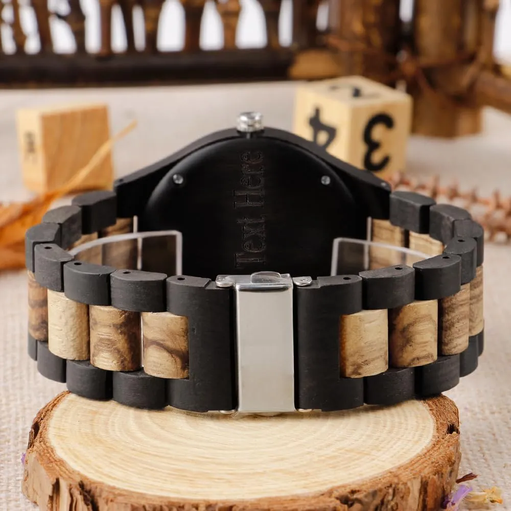 Wrist Watch Personalized Engraved Men's Handmade Wooden Watches Mens Lightweight Analog Quartz thigh Custom Wood Mens 