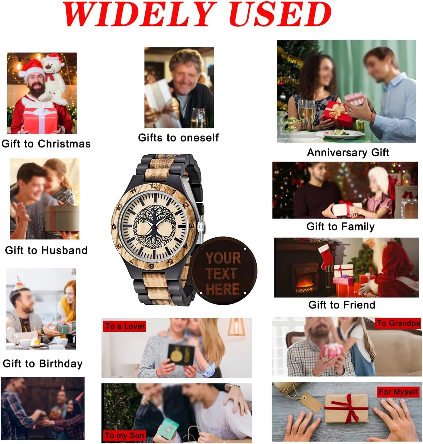 Wrist Watch Personalized Engraved Men's Handmade Wooden Watches Mens Lightweight Analog Quartz thigh Custom Wood Mens 