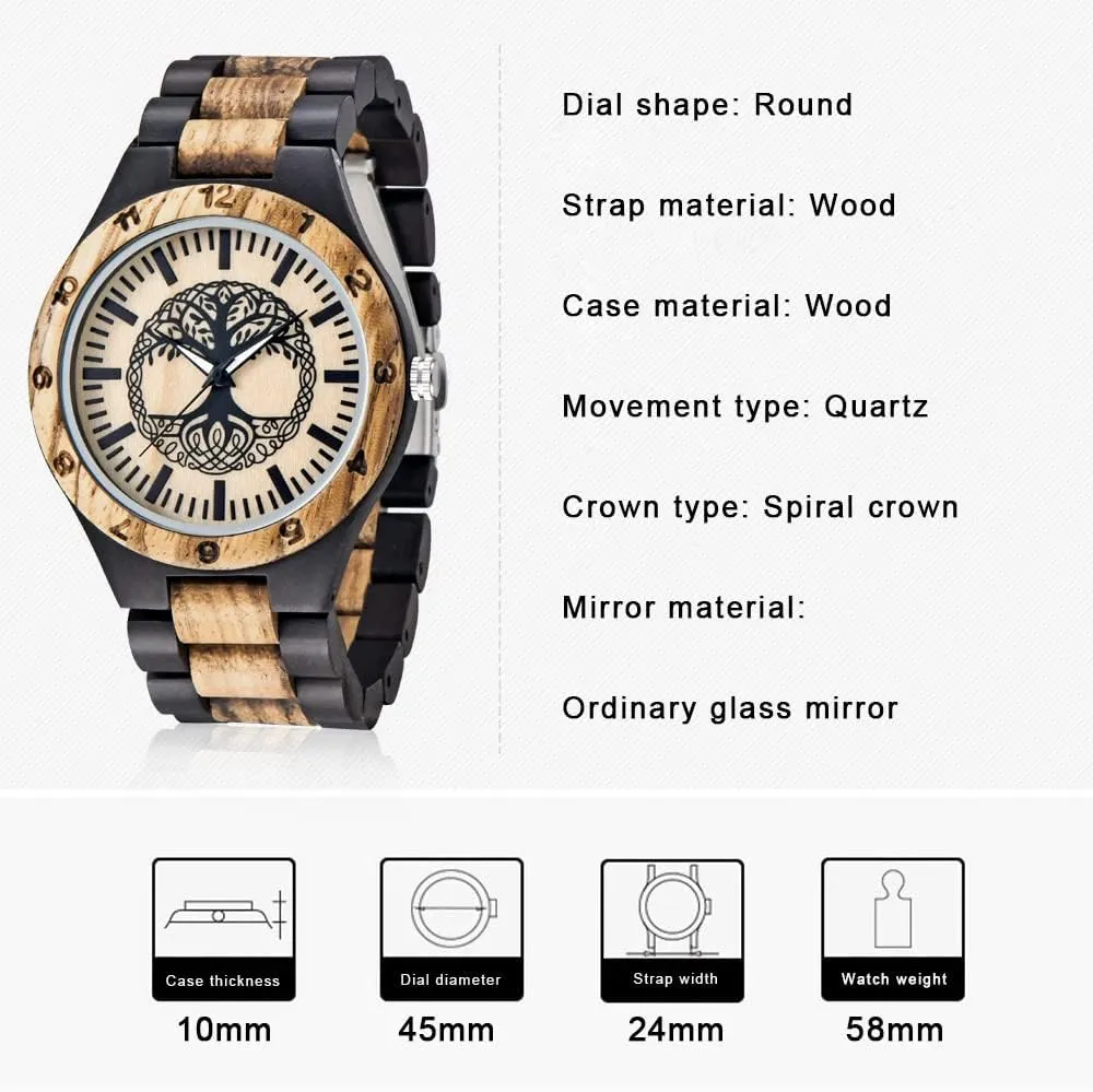 Wrist Watch Personalized Engraved Men's Handmade Wooden Watches Mens Lightweight Analog Quartz thigh Custom Wood Mens 