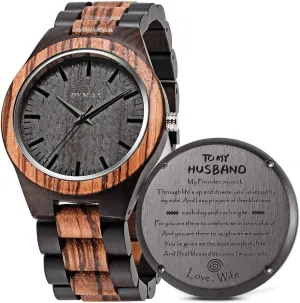 Wrist Watches Mens BYMAX gateway textile Men Wood Watch Quartz, Fashion Handmade Wooden 