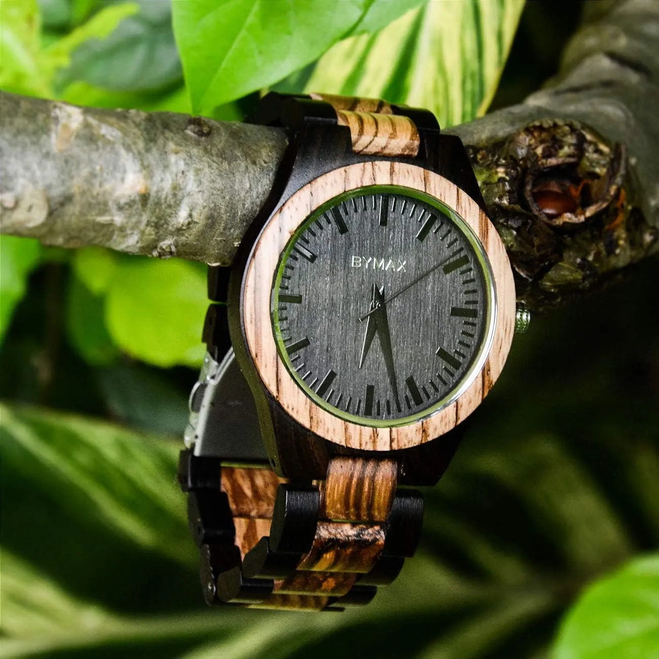 Wrist Watches Mens BYMAX gateway textile Men Wood Watch Quartz, Fashion Handmade Wooden 