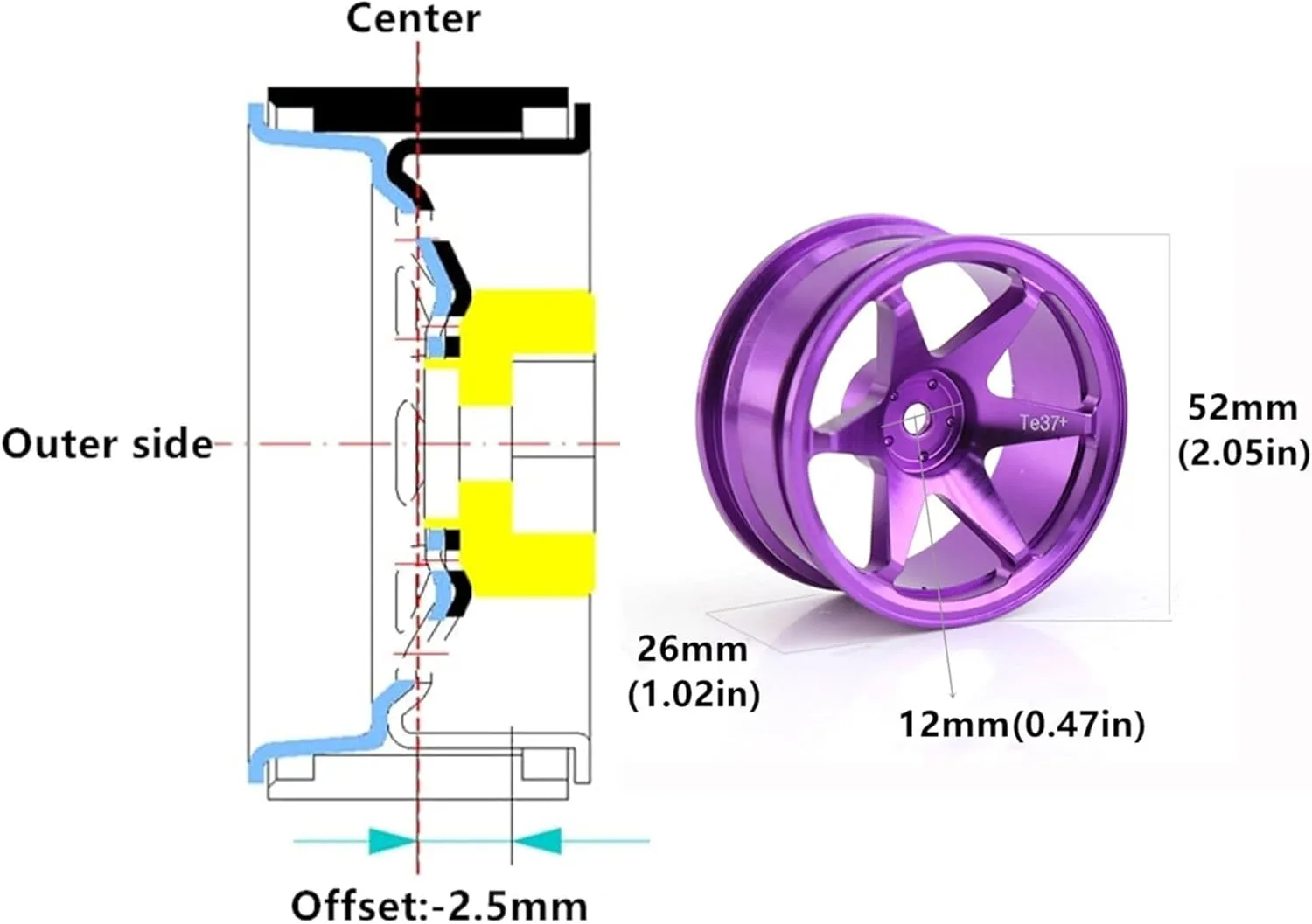 XV01 TA06 A959 PTG2 HPI KYOSHO HSP PTG2 Touring Street settle subject exert chlorine cerebral Tyres 4PCS (Purple) 1/10 RC On Road Wheels Rims 12mm Hex Alloy Aluminum Drift Hubs For 1:10 Scale Rally Racing Car Tires Tamiya TT01 TT02 