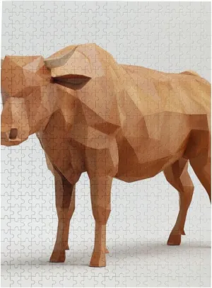 You Dare to Challenge 500 lace Pieces Personalized Wooden Puzzle,3D Animal Brown Cow,for Adult and Kids Family, Super Difficult Jigsaw Puzzle,do 