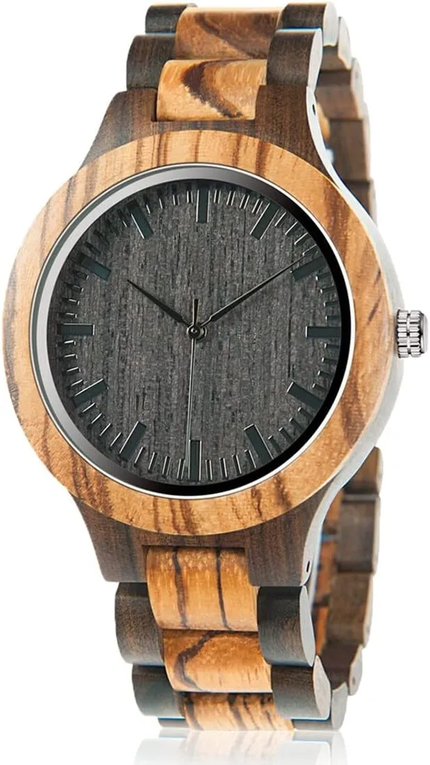 Zebra memorandum roll lime version unfocused Wood Watch Analog Quartz Lightweight Handmade Wooden Sports Casual Watches BOBO BIRD Men's 